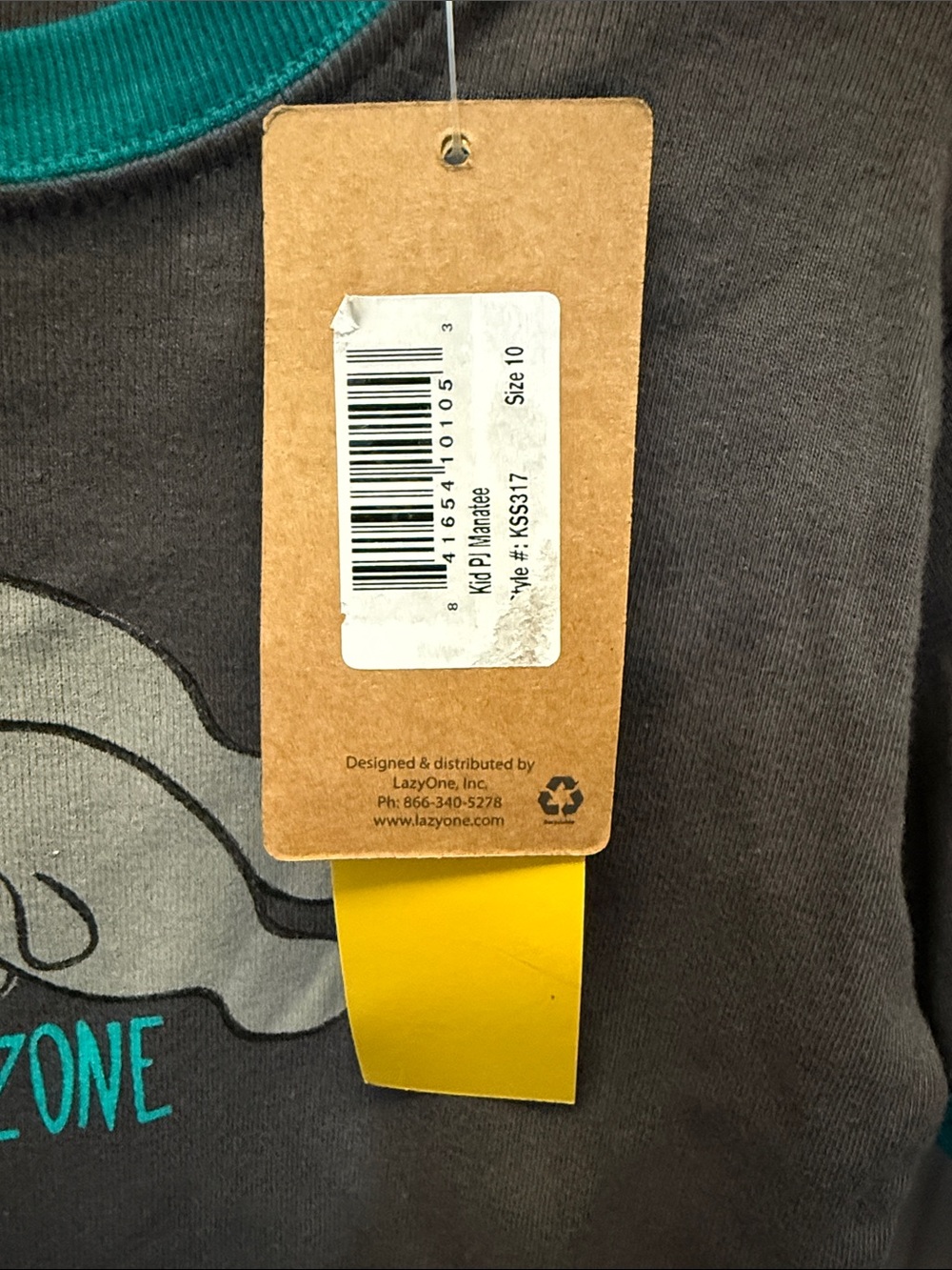 Lazy One Boys' Gray and Teal 'No Wake Zone' Manatee Pajama Set - Picture 2 of 5